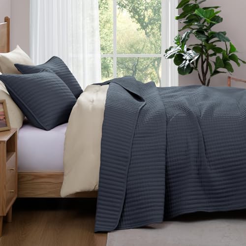 Queen Quilt-Lightweight Bedspreads Blue Grey Queen Size Quilt Bedding Set